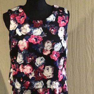 NY Collection Sleeveless Flower Print Dress